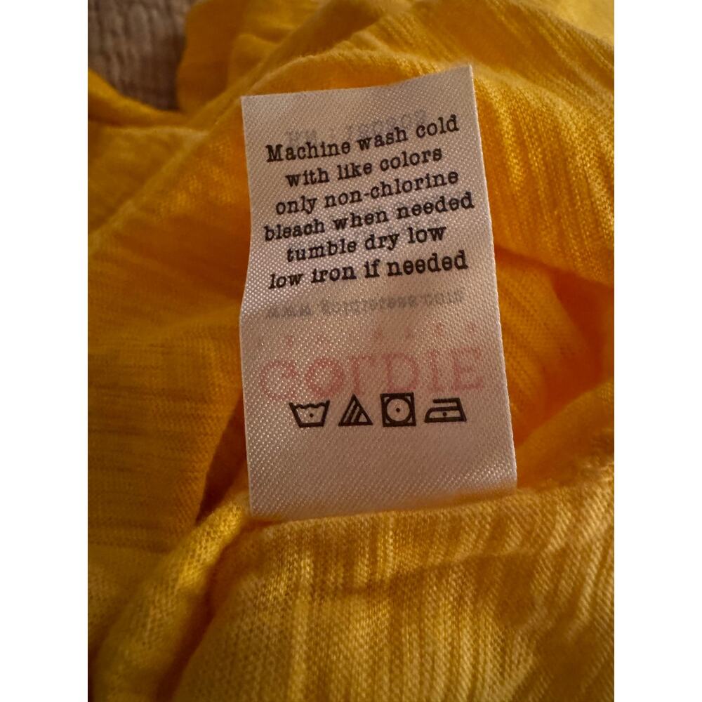 Goldie Lewinter Golden Yellow V-Neck Slub Cotton Tee, Size S - Picture 6 of 6